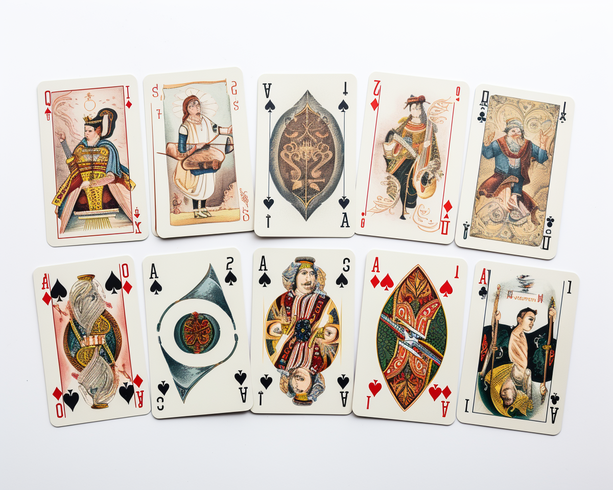 A row of tarot cards laid out on a table